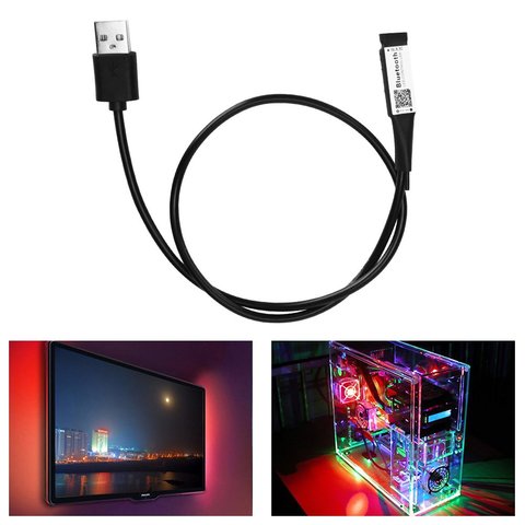 Contrôleur de bande LED RGB Bluetooth pour TV, 5V USB, rétroéclairage led, minuterie de musique, télécommande Wifi, maison magique colorée ► Photo 1/6