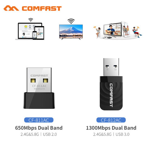 COMFAST-adaptateur Wifi AC 650 - 1300 mb/s sans fil 2.4/5.8 Ghz, adaptateur carte réseau, antenne PC Wi-fi Lan, récepteur ► Photo 1/6