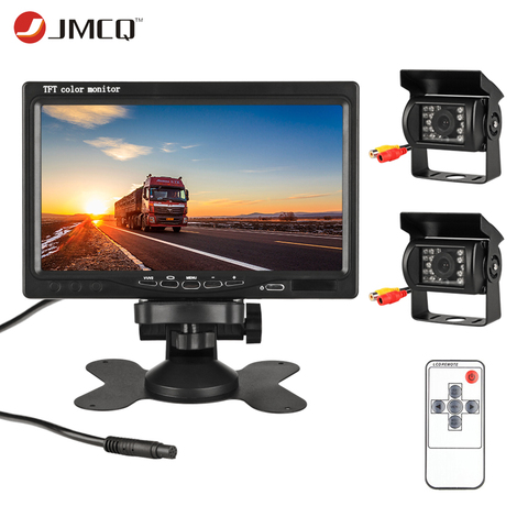 JMCQ-moniteur de voiture avec caméra de recul filaire 7 pouces TFT LCD pour camion avec 2 lentilles ► Photo 1/6