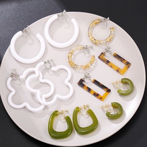 Nouveau Design pas percé grand exagéré en forme de C acrylique cerceau Clips boucles d'oreilles pour les femmes 2022 mode sauvage oreille Clips boucles d'oreilles bijoux ► Photo 1/6