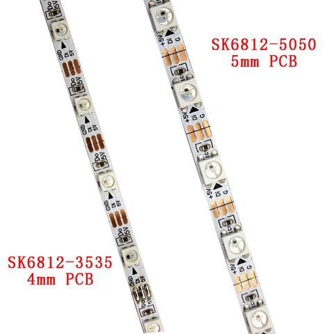 1 m adressable 5050 5mm PCB SK6812 3535 4mm PCB SMD bande MENÉE flexible de RVB DC5V entrée 60 pixels/m Non étanche livraison gratuite ► Photo 1/6