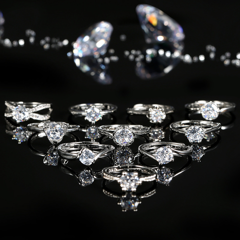 Kinel-anneaux en Zircon, anneaux de fiançailles en cristal, pour femmes, bijoux de mariage, blanc AAA, offre spéciale ► Photo 1/6