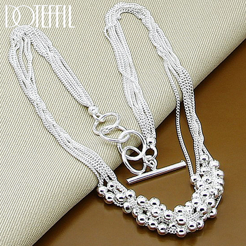 Doteffle-collier en argent Sterling 925, petites perles lisses, boule de raisin, chaîne de 18 pouces, fiançailles, mariage, bijouterie à la mode ► Photo 1/6