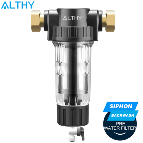 ALTHY – système de pré-filtre Central pour toute la maison, filtre de purification d'eau 3 T/h, Siphon de lavage à contre-courant 40um 316, pré-filtre en maille d'acier inoxydable ► Photo 1/5