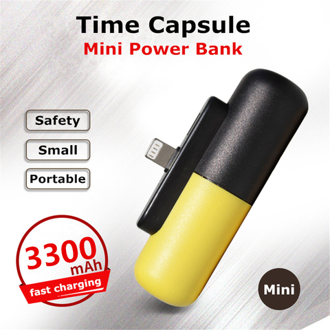 3300mAh Capsule Mini Banque De Puissance Pour iPhone Xiaomi Huawei Voyage En Plein Air Batterie Externe Powerbank Chargeur de Téléphone Mini PoverBank ► Photo 1/6