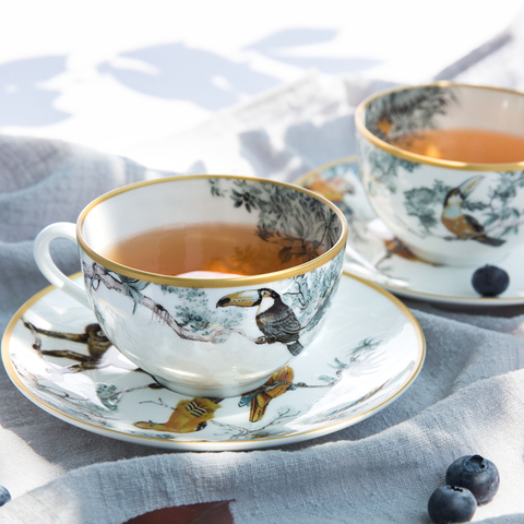 Porcelaine Phnom, en céramique, ensemble de tasse de café et sous-tasses créatives, avec motif floral ► Photo 1/6