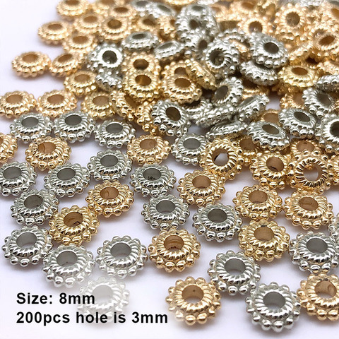 8mm 200/400 pièces perles en vrac modèle européen perle grand trou en plastique CCB perles pour la fabrication de bijoux (pas en métal) fleur entretoise perles ► Photo 1/6