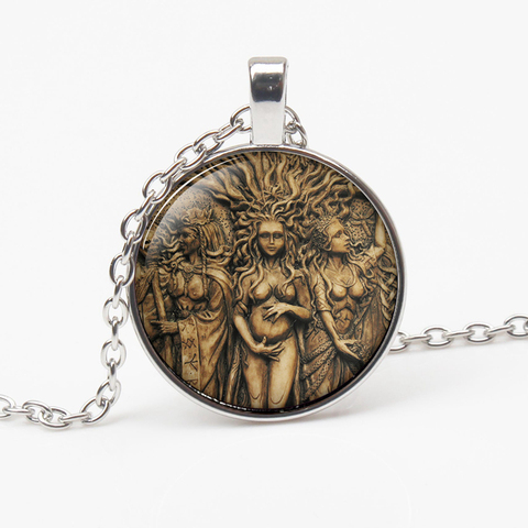 Collier Vintage Statue de déesse en Triple lune, collier arbre de vie, sorcière, pentagramme, pendentif magique, amulette, cadeau pour femme, nouvelle collection ► Photo 1/3