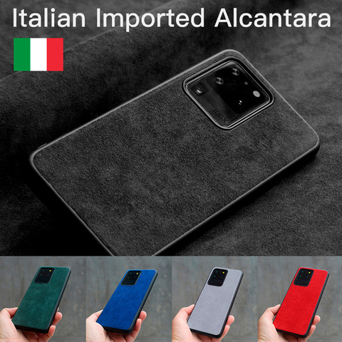 Étui en ALCANTARA YMW pour Samsung Galaxy S21 Ultra S20 S10 S9 S8 Plus Note20 5G étuis de téléphone en cuir artificiel de luxe ► Photo 1/6