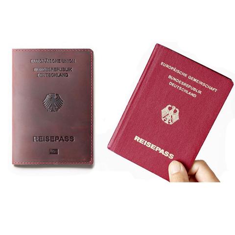 Couverture de passeport allemande en cuir véritable pour hommes, étui de passeport, personnalisé, Crazy Horse ► Photo 1/6