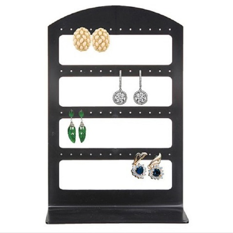 Support organisateur à bijoux Simple de 48 trous en plastique noir support pour boucle d'oreilles Pesentoir mode boucles d'oreilles, présentoir à vendre ► Photo 1/6