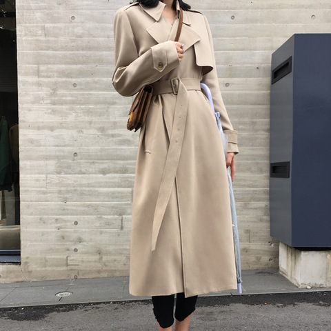 Trench-coat Long avec ceinture pour femme, vêtement d'extérieur ample, Streetwear, coupe-vent, printemps, 2022, FY06 ► Photo 1/6