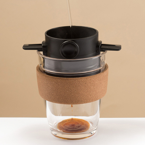 Pliable Portable café filtre cafetière en acier inoxydable goutte à goutte café thé support réutilisable sans papier verser sur le goutteur de café ► Photo 1/6