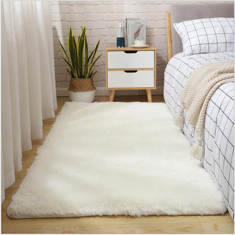 Tapis épais moelleux pour salon décor tapis de chevet tapis de sol en peluche chaude tapis de jeu pour chambre d'enfant tapis en soie fourrure gris ► Photo 1/6