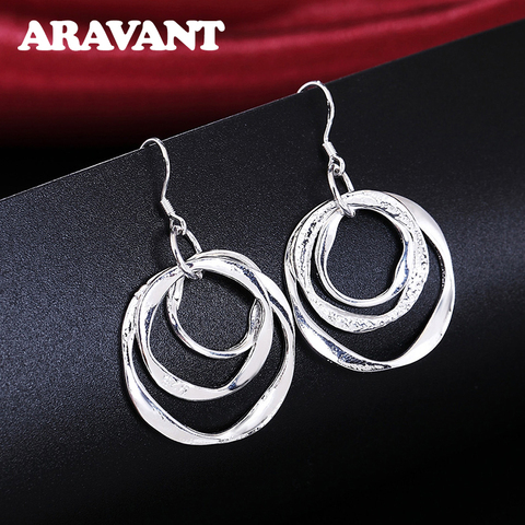 2022 nouveauté 925 argent bijoux goutte boucle d'oreille femmes Vintage trois cercle boucles d'oreilles ► Photo 1/6