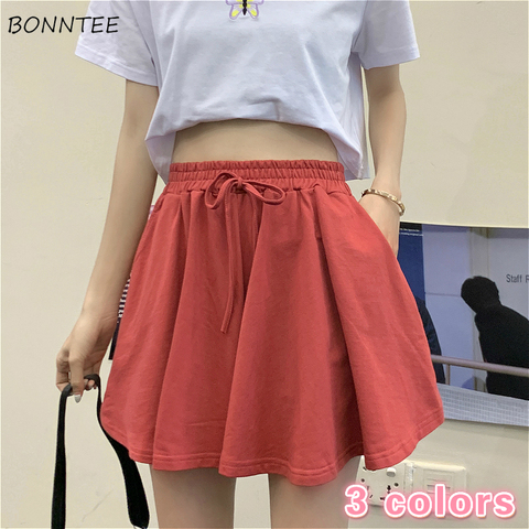 Ulzzang – Short taille haute pour femme, tenue Chic et tendance, à jambes larges, avec poches assorties ► Photo 1/6