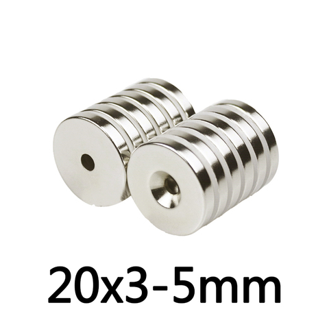 5/10/20 pièces 20x3-5mm N35 aimants forts 20*3mm trou 5mm aimant néodyme fraisé 20x3-5mm Permanent NdFeB magnétique 20*3-5 m ► Photo 1/4