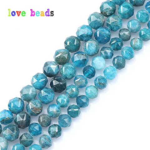AAA – perles en Apatite bleue naturelle à facettes, pour la fabrication de bijoux, 6mm 8mm, accessoires de Bracelet perlé, 7.5 pouces ► Photo 1/6