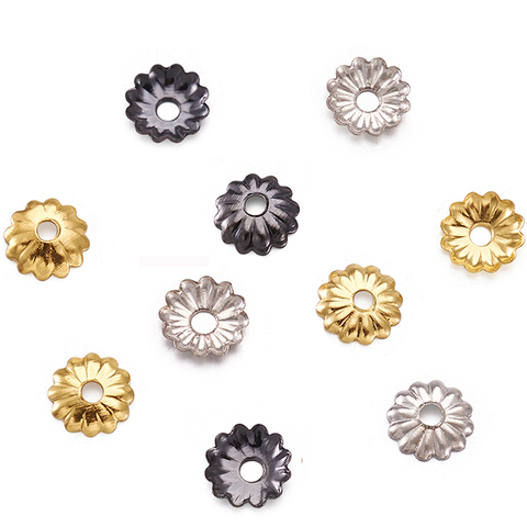 10g fer fleur perle casquettes pour la fabrication de bijoux Bracelet accessoires résultats Gunmetal couleur 5x1.5mm trou: 1mm environ 330 pièces ► Photo 1/6