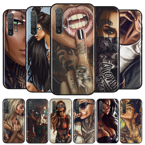 Realme – housse de tatouage Sexy pour fille, en Silicone, pour V15 X50 X7 X3 Superzoom Q2 C11 C3 7i 6i 6s 6 Global Pro 5G ► Photo 1/6