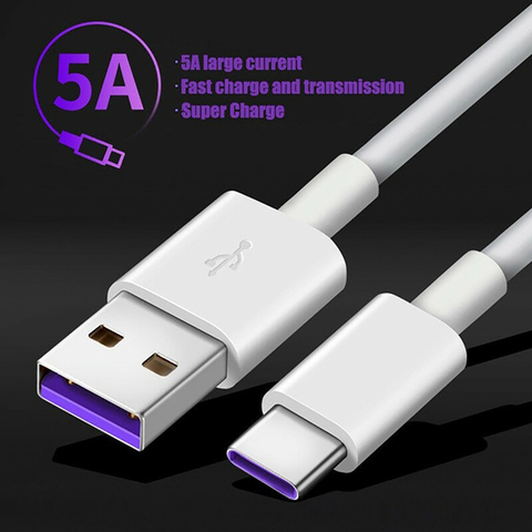 5A USB Type C câble pour Samsung S20 S9 S8 Xiaomi Huawei P30 Pro Charge rapide téléphone portable fil de Charge câble blanc ► Photo 1/6