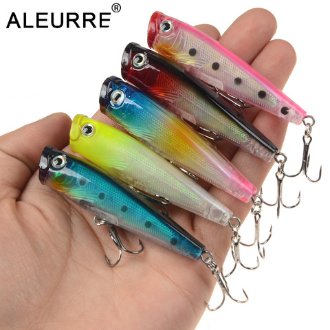 ALEURRE-leurre rigide Popper, appât wobbler idéal pour la pêche en surface, avec 2 hameçons, hochet, 65mm/6.5g ► Photo 1/6