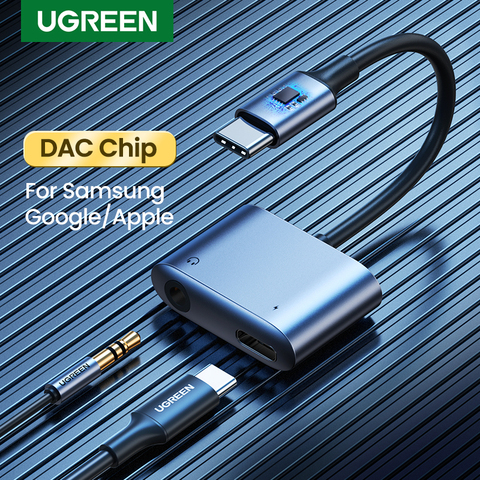 Adaptateur de câble USB C vers AUX UGREEN Type C 3.5mm convertisseur d'écouteurs AUX puce DAC PD QC charge pour Huawei P20 Pro Samsung Pixel 4 ► Photo 1/6