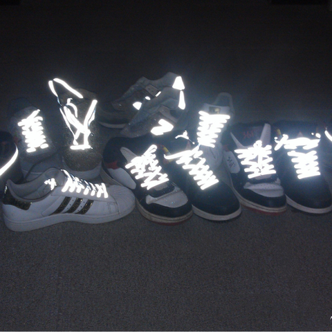 1 paire 120cm plat réfléchissant coureur chaussures lacets sécurité lumineux brillant lacets unisexe pour Sport basket-ball toile chaussures ► Photo 1/4