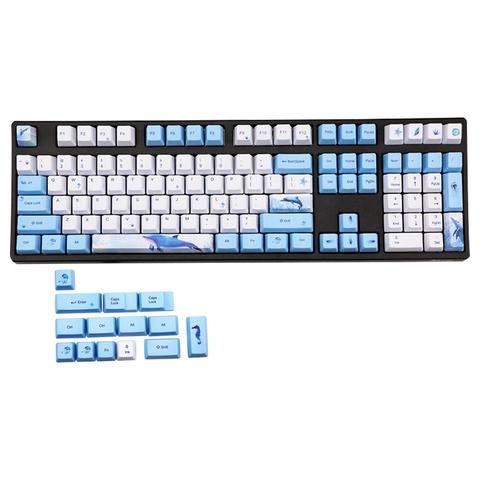 Capuchons de touches de clavier en PBT, 122 touches, impression baleine, profil OEM, pour interrupteurs Cherry MX, TKL87/96/108 ► Photo 1/6