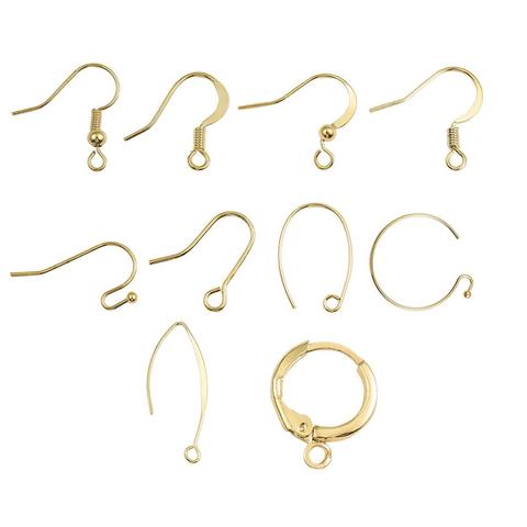 10-20 pcs/lot 18K plaqué or cuivre français boucles d'oreilles crochets paramètres de fil boucles d'oreilles de Base cerceaux pour bricolage bijoux faisant des accessoires ► Photo 1/6