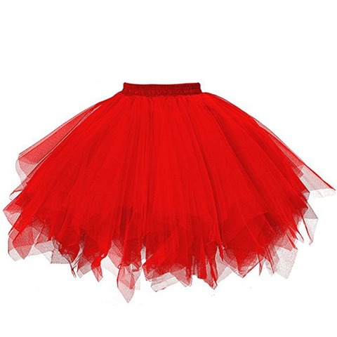 Tulle, accessoires de mariage, jupon courte robe coulissante rouge et blanche, Tutu, jupe bouffante, Crinoline Rockabilly pour fille ► Photo 1/6