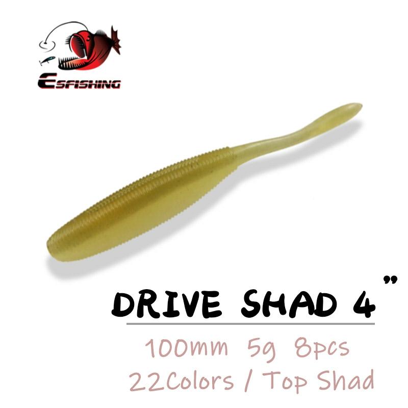 Pêche en mer leurre Shad Drive Shad 100mm 8 pièces leurres souples Pesca Silicone appâts pêche au rocher truite brochet ZanderKESFISHING ► Photo 1/5