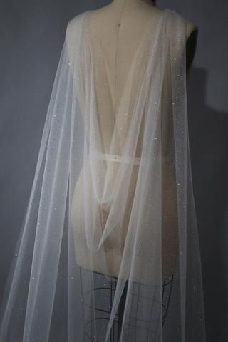 Voile de Cape Long brillant scintillant, voile de mariage, voile de mariée, taille personnalisée ► Photo 1/5