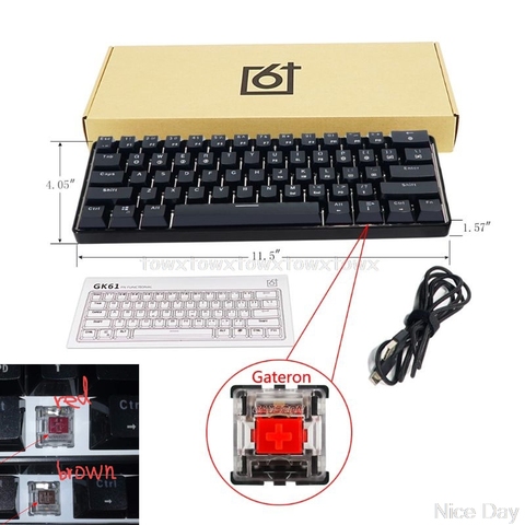 GK61 61 clé USB filaire LED rétro-éclairé axe jeu clavier mécanique pour bureau Jy17 19 livraison directe ► Photo 1/6