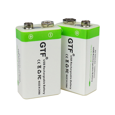 Nouveau 9V 500mAh li-ion batterie Rechargeable Micro USB Batteries 9v 500mah pour multimètre Microphone jouet télécommande KTV utilisation ► Photo 1/6