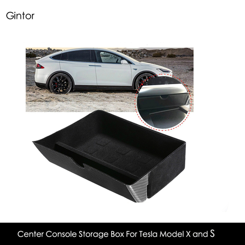 Plateau de tiroir de boîte de rangement de console centrale de style de voiture de carbone pour le modèle Tesla pour le modèle Tesla X Model S 2012-2022 ► Photo 1/6