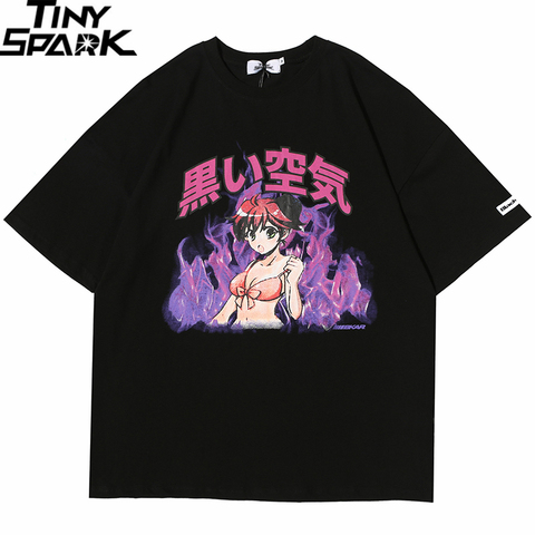 2022 hommes Hip Hop T-shirt Streetwear japonais dessin animé Sexy fille T-shirt Harajuku HipHop surdimensionné T-shirt Anime couverture en coton t-shirts ► Photo 1/6