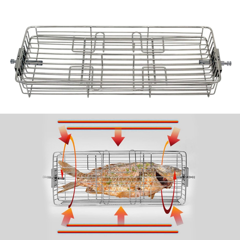 Grille inox rôtissoire BBQ rôtissoire ustensiles de cuisson brochettes four Cage Steak crevettes viande légumes étagère panier outils de cuisson ► Photo 1/6