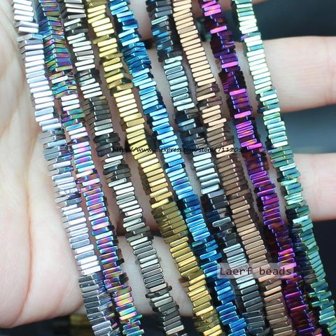 Perles d'espacement carrées en hématite naturelle, 380 pièces par brin, bijoux à bricoler soi-même fabrication! Collier, Bracelet ► Photo 1/6