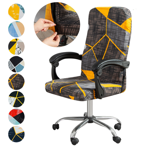 M/L géométrie imprimé élastique Stretch bureau ordinateur chaise couverture étanche à la poussière jeu chaise housse rotative fauteuil protecteur ► Photo 1/6