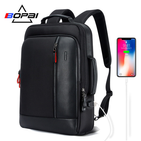 BOPAI multifonction USB chargement hommes 15.6 pouces sac à dos pour ordinateur portable Anti-vol agrandir hommes voyage sac à dos pour adolescent livraison directe ► Photo 1/6