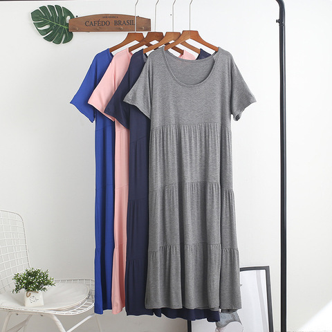 Femmes robe en tricot décontracté col rond enceinte T-shirt robes WL107 ► Photo 1/6