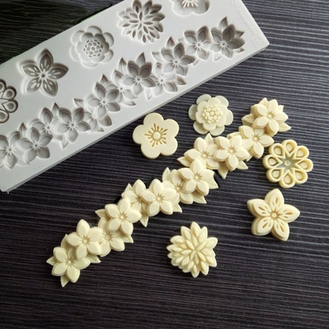 Moule à bonbons doux en Silicone, fleurs, diverses formes de Fondant, pour circonférence de gâteau, DIY ► Photo 1/5