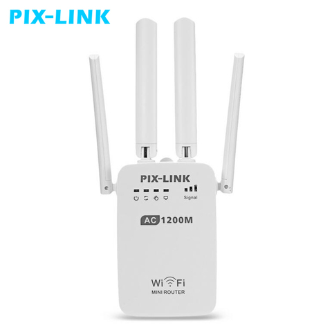 PIXLINK AC1200 Répéteur WIFI/Routeur/Point D'accès Sans Fil 1200 Mbps Range Extender Wi-Fi Signal Amplificateur 4 Antennes Externes ► Photo 1/6