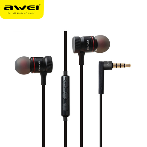 Awei ES-70TY filaire écouteurs écouteurs stéréo casque avec Microphone métal dans l'oreille Super basse écouteur pour iphone Samsung Xiaomi ► Photo 1/6