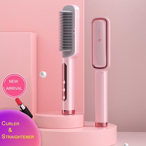 Peignes chauds professionnels Anti-échaudage cheveux lisseur brosse céramique bigoudi chauffé électrique Smart brosse cheveux lisseur ► Photo 1/6