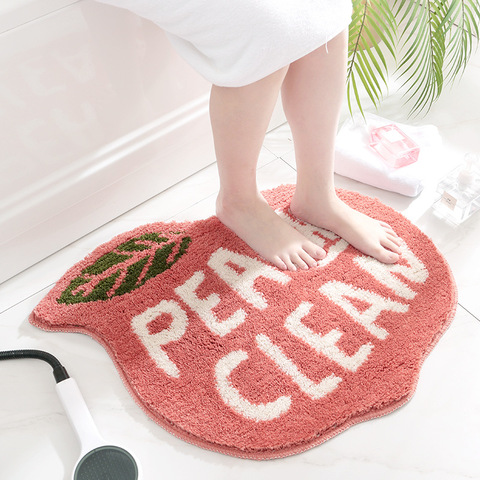 Tapis de salle de bain en forme de pêche et de citron, absorbant, à séchage rapide, en microfibre, avec une forte adhérence antidérapante ► Photo 1/6