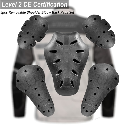 Ensemble de coussinets de protection amovibles, niveau 2 CE, 5 pièces, pour les épaules, les coudes et le dos, pour veste de moto ► Photo 1/6