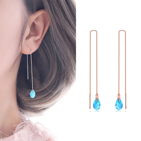 Boucles d'oreilles à Double chaîne pour femmes et filles, boucles d'oreilles en forme de goutte d'eau, pompon en cristal, fabrication de bijoux, offre spéciale ► Photo 1/6