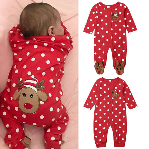 Noël bébé garçon barboteuse fille vêtements imprimé à manches longues une pièce barboteuses de noël nouveau-né combinaison tenues pour bébés ► Photo 1/6